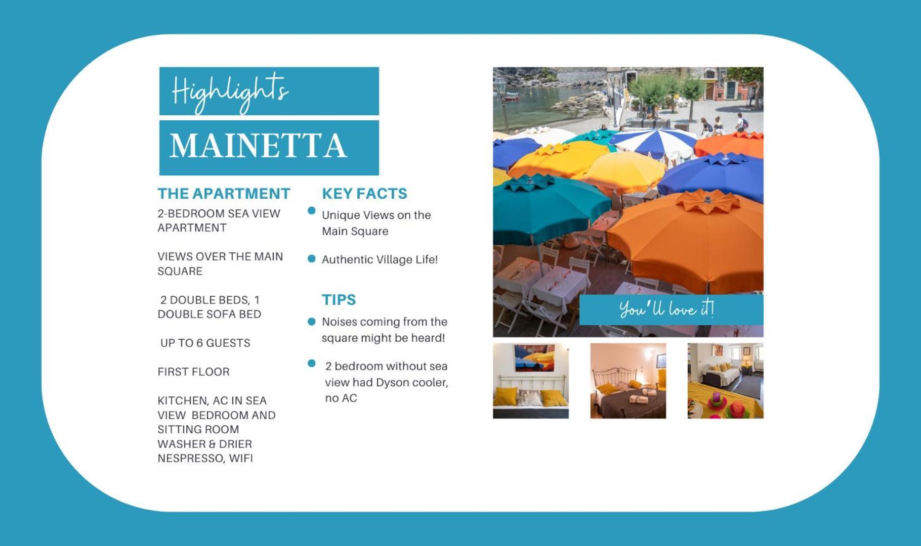 Mainetta Sea View Apartment With Ac Vernazza Zewnętrze zdjęcie